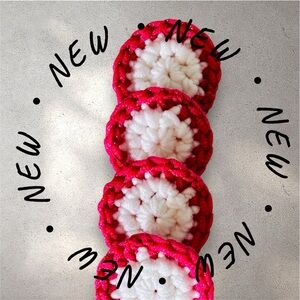 Handmade Pink and White Crochet MINI Scrubbies
